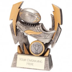 Flashbolt Rugby Resin Award Silver 140mm